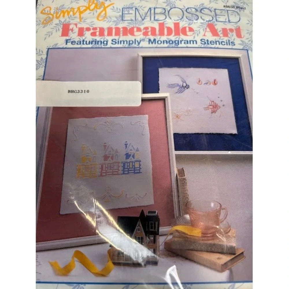 Plaid Simply Embossed Frameable Art Kit 8638 Stencils and Tool Set Vintage